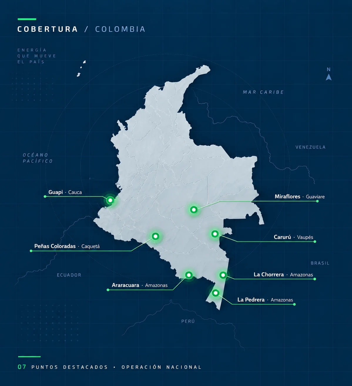 Mapa de cobertura FASTER FUEL en Colombia